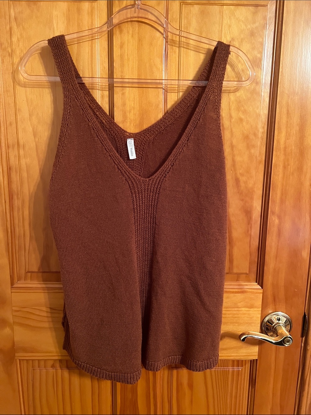 Women’s Brown Knit V-Neck Tank Top